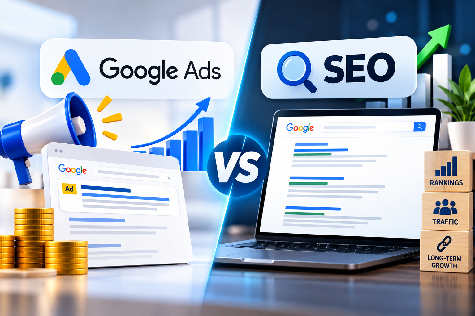 Google Ads versus SEO for business growth